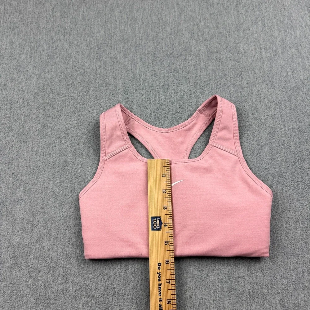 Nike Sports Bra Womens XS Pink Swoosh Medium Support Padded Gym Yoga Running Top